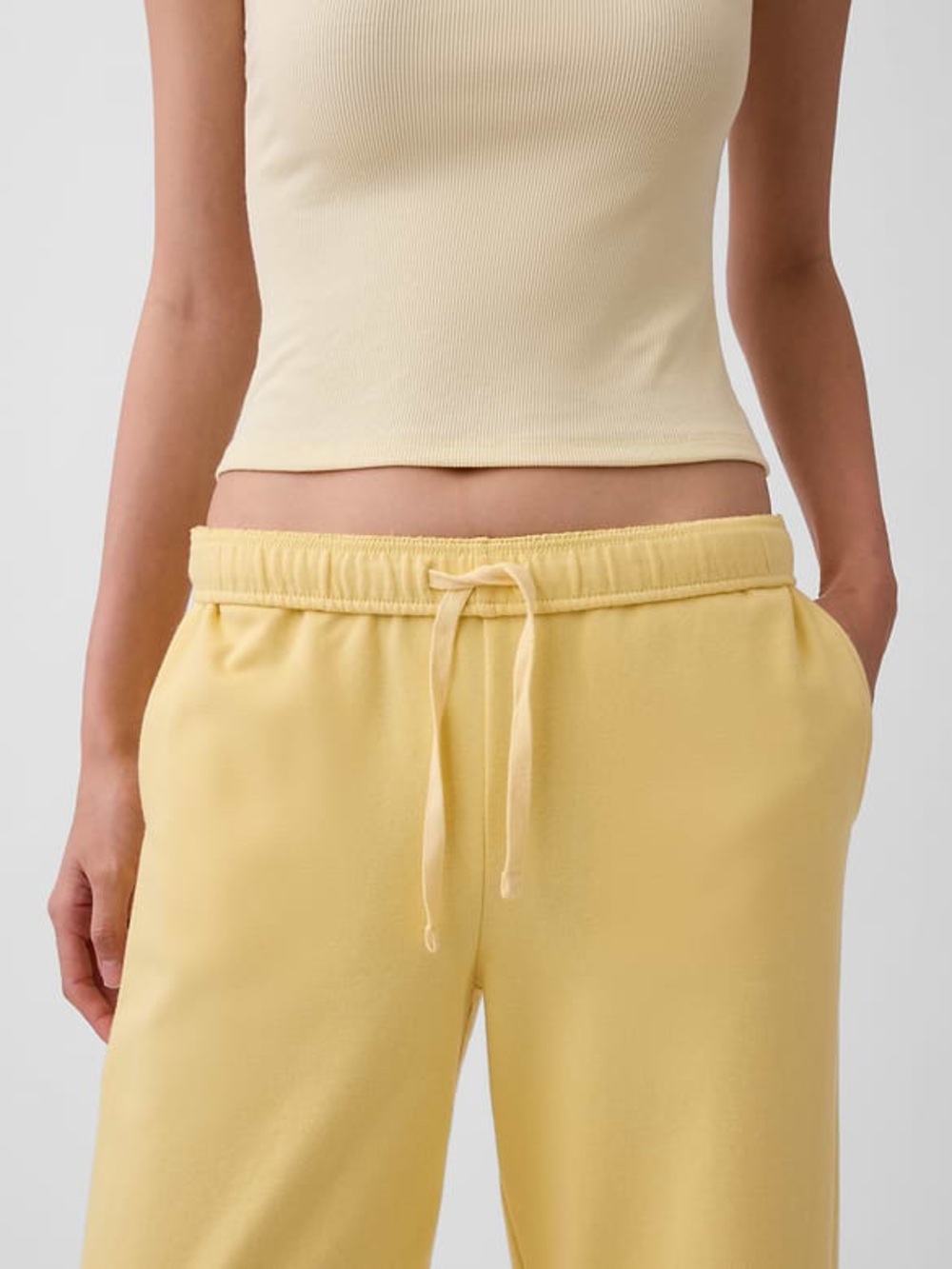 NWT GAP VintageSoft French Terry Wide Leg Sweatpants Yellow M Tall - Picture 13 of 13